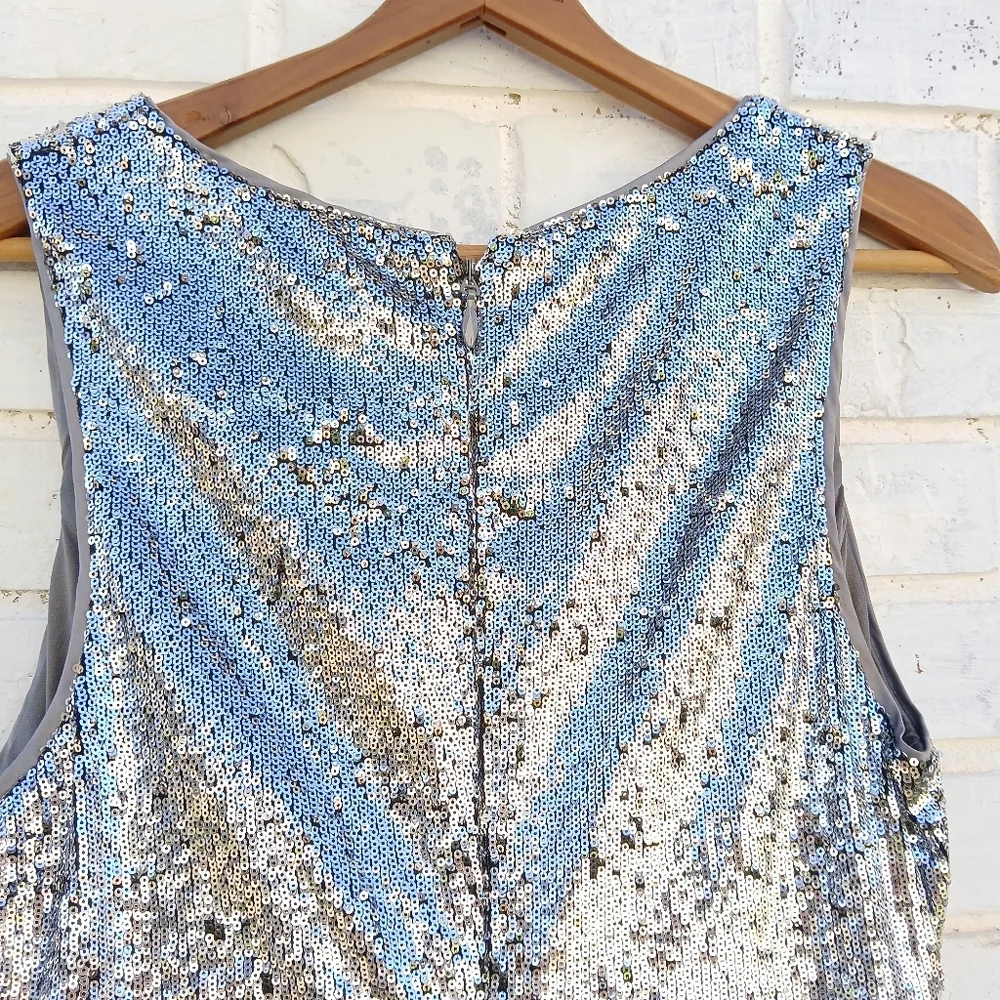 Lulus Silver Sequin Dress Cocktail Mini Large